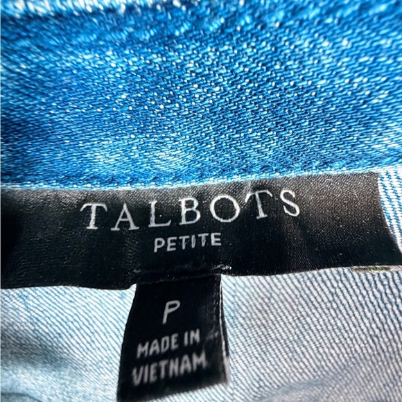 Talbots Petite Stretch Denim Jacket Blue Button Front Classic Medium Wash small - Picture 3 of 9